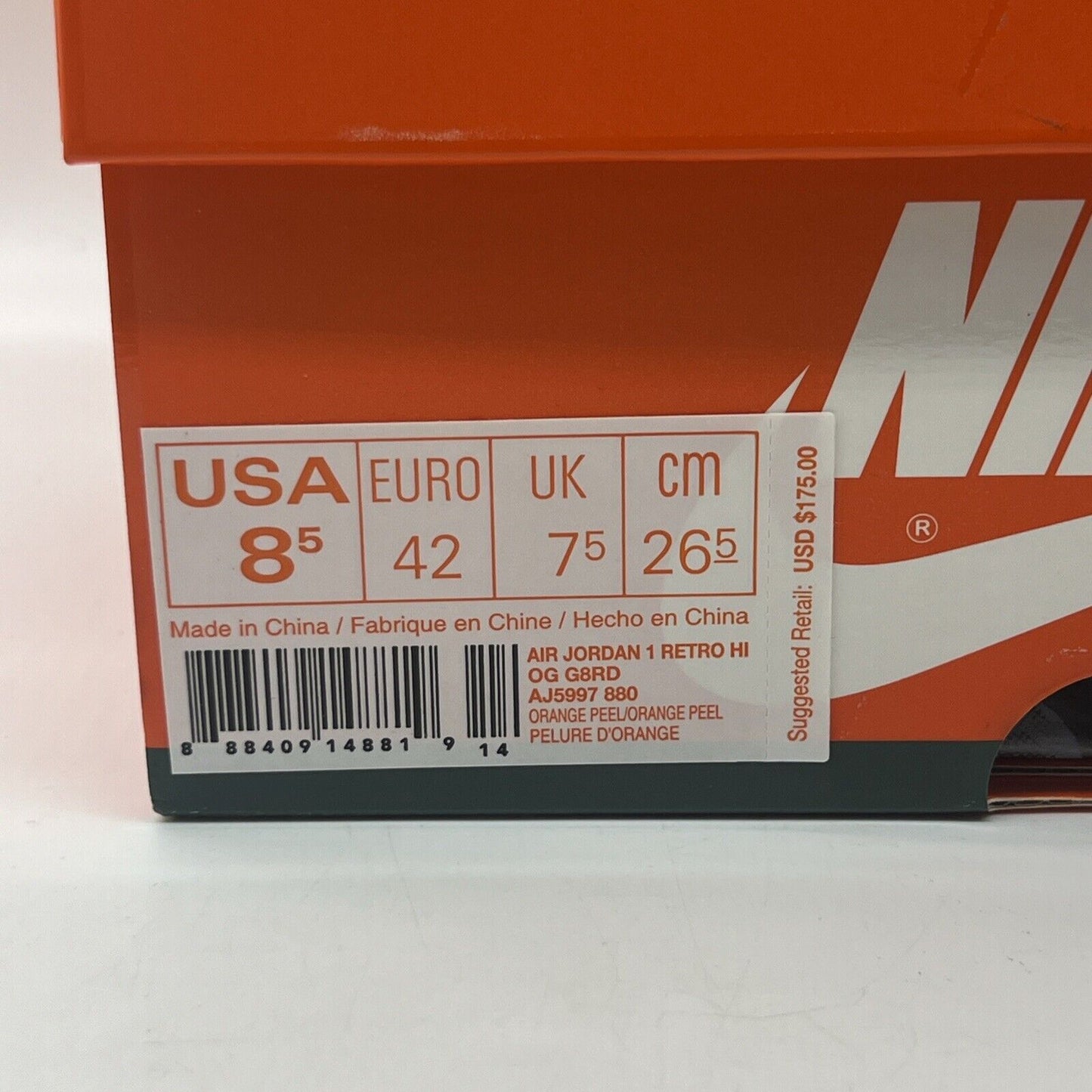 Size 8.5 - Air Jordan 1 Retro OG G8RD Orange Peel Brand New Og All Leather DS