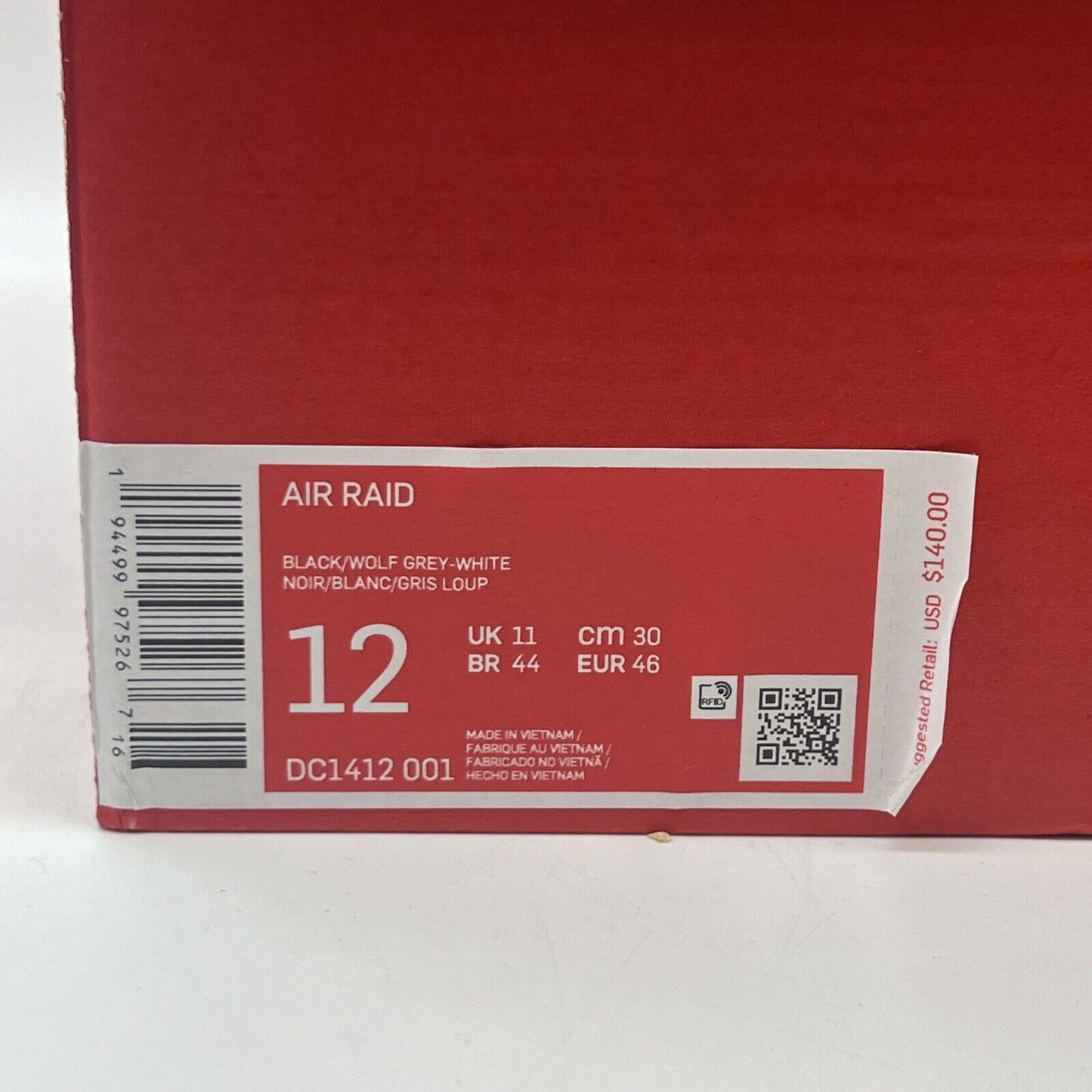 Size 12 - Nike Air Raid OG Black Grey Brand New Og All Black White Grey DS
