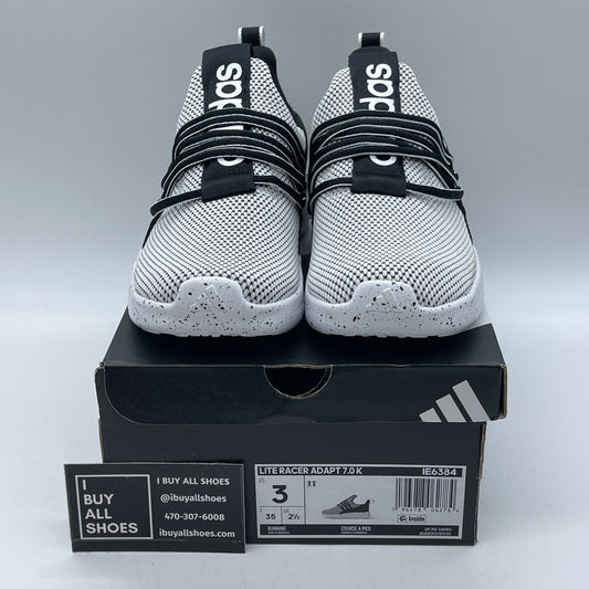 Size 3Y - adidas Lite Racer Adapt 7.0 Cloud White Core Black Leather (IE6384)