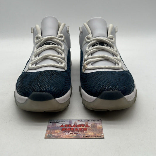 Size 12 - Jordan 11 Retro Low Snakeskin 2019 White Blue Leather (CD6846-102)