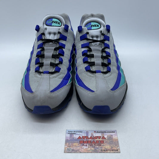 Size 10 - Nike Air Max 95 Aqua Blue Grey Black Purple Leather (AT2865-001)