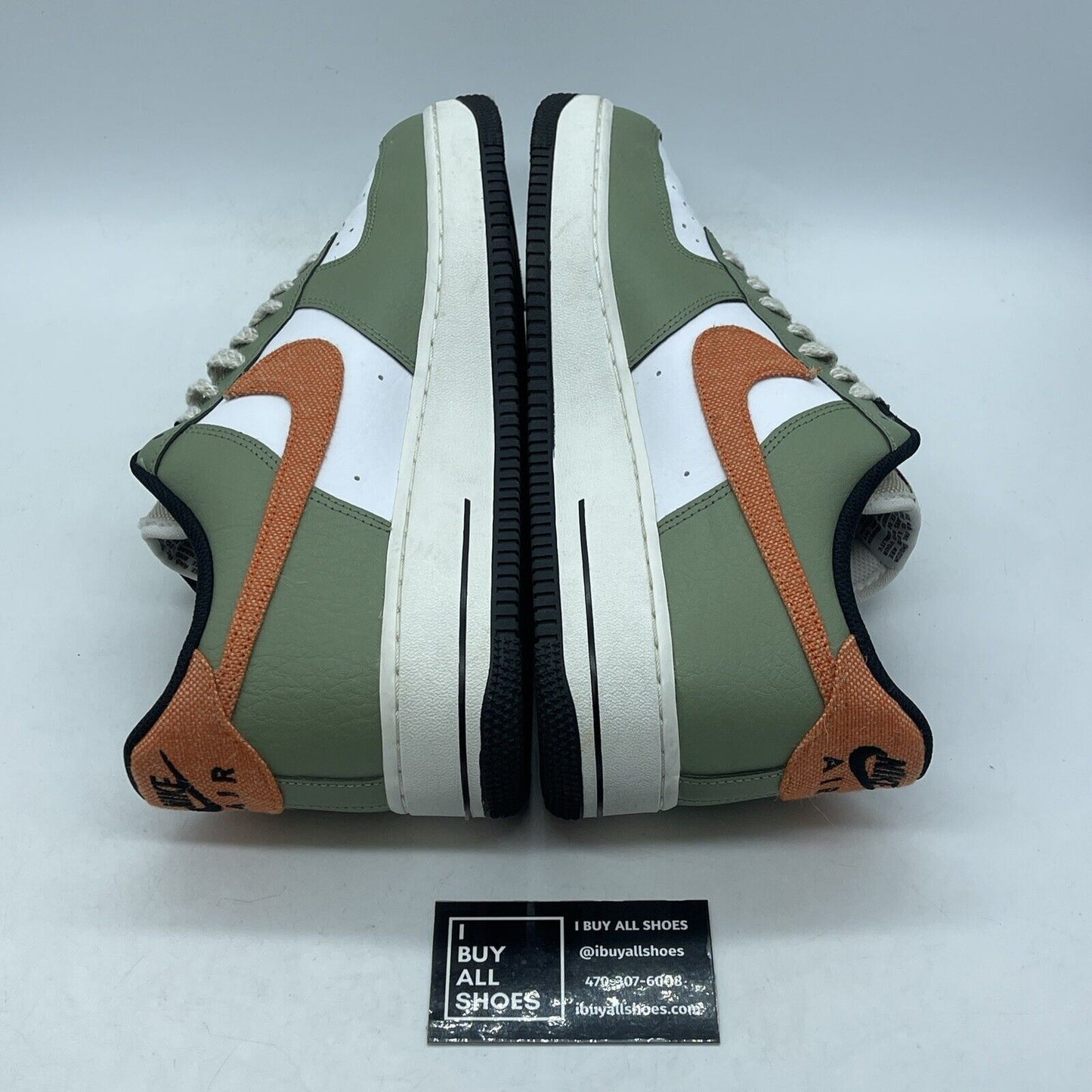 Size 12 - Nike Air Force 1 '07 Oil Green Orange White Leather (FD0758-386)