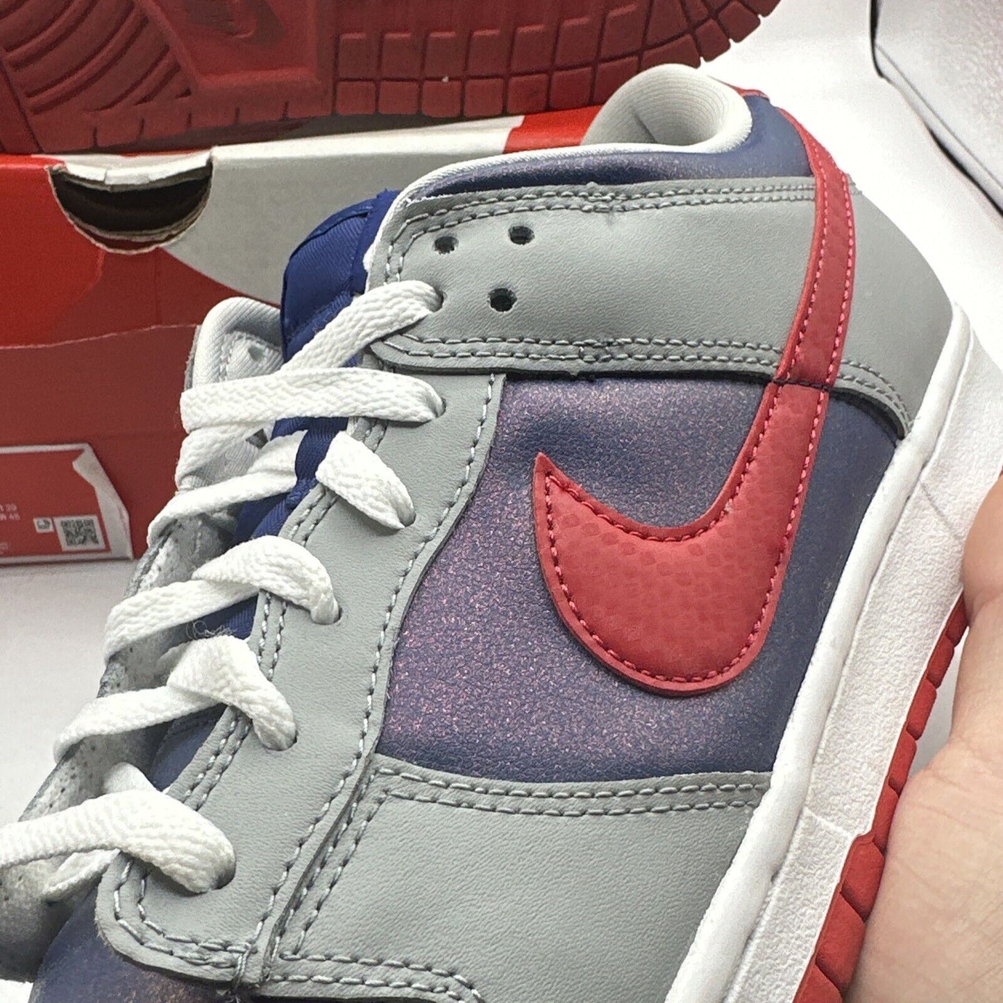 Size 11 - Nike Dunk Low Retro Samba 2020 Red White Blue USA grey Leather OG All