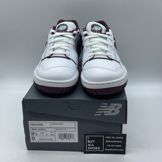 Size 9.5 - New Balance 550 Burgundy Turquoise White Leather (BB550WBG)