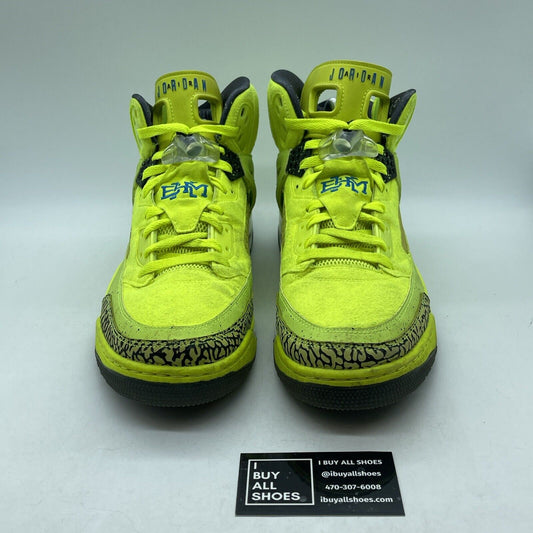 Size 14 - Jordan Spizike BHM Neon Yellow White Black Suede (579593-712)