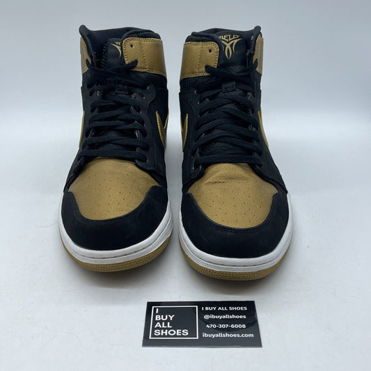 Size 14 - Air Jordan 1 Retro High Melo Gold Black Suede Leather (332550-026)