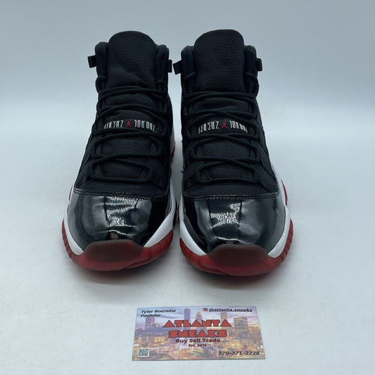 Size 7Y - Jordan 11 Retro Bred Black Red White Suede Leather (378038-010)