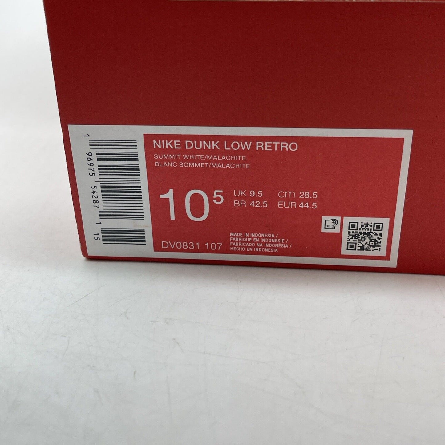 Size 10.5 - Nike Dunk Low Summit White Malachite Green White Grey (DV0831-107)