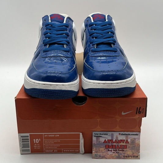 Size 10.5 - Nike Air Force 1 Sheed Low Blue Jay White Red (306347-411)