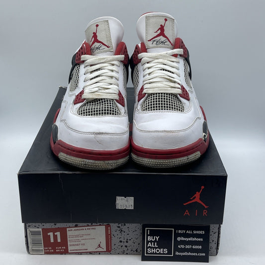 Size 11 - Jordan 4 Retro Fire Red 2012 White Black Leather (308497-110)