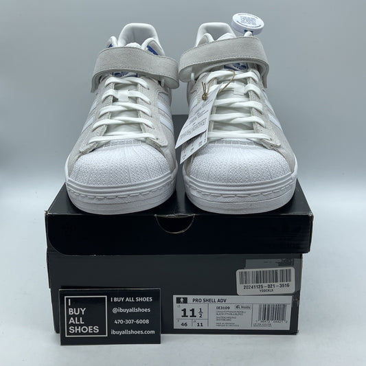Size 11.5 - adidas Pro Shell ADV Crystal White Royal Blue Suede (IE3109)