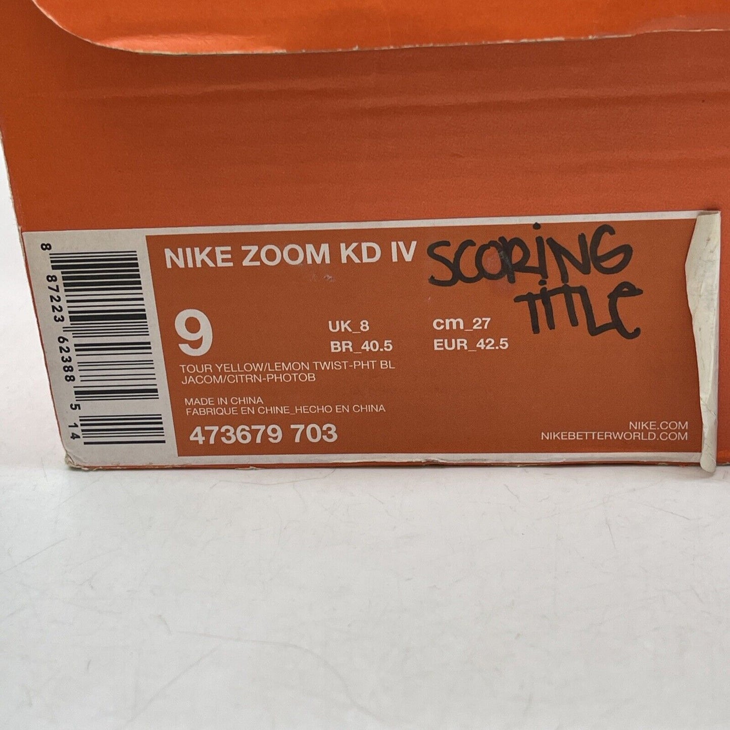 Size 9 - Nike Zoom KD 4 2012 Scoring Title Blue Yellow Leather (473679-703)