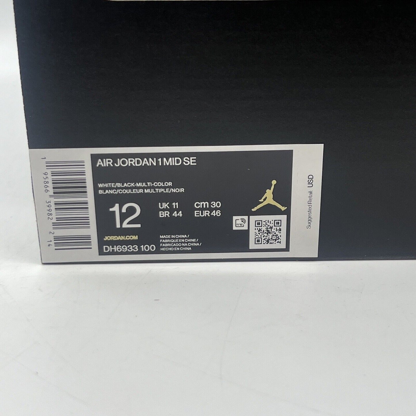 Size 12 - Jordan 1 Mid SE Diamond Brand New Black White Og All
