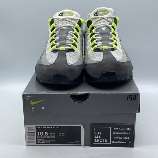 Size 10.5 - Nike Air Max 95 OG 2015 Neon Grey White Suede (554970-071)