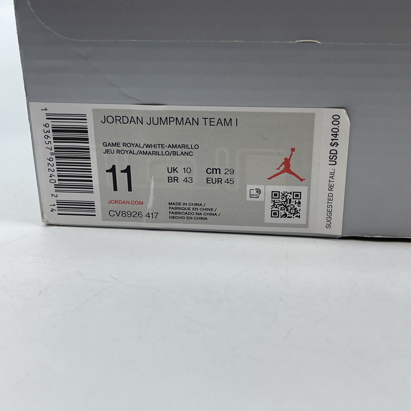 Size 11 - Jordan Jumpman Team 1 White Game Royal Blue White (CV8926-417)