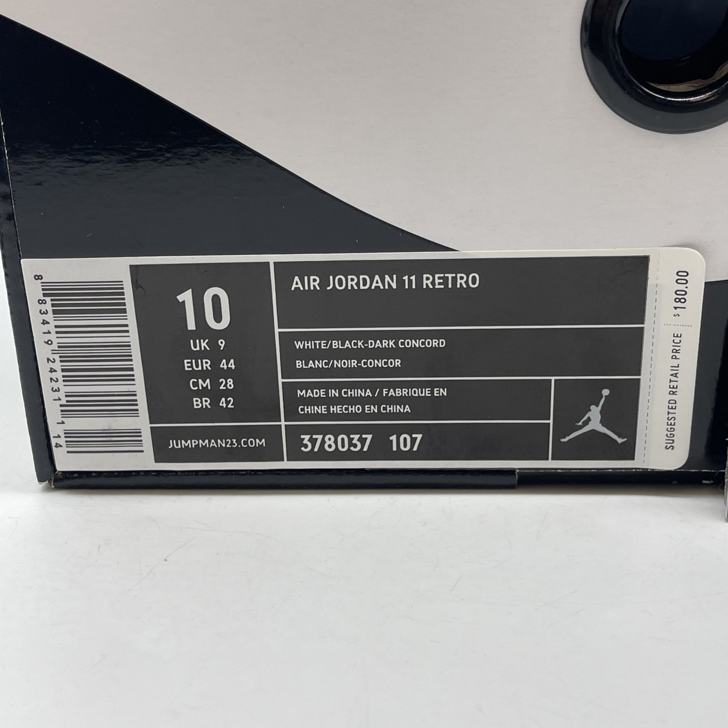 Size 10 - Jordan 11 Retro Concord Black White Leather Suede (378037-107)