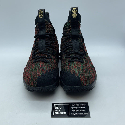 Size 7Y (GS) - Nike LeBron 15 High BHM Green Red Black Suede (943762-900)