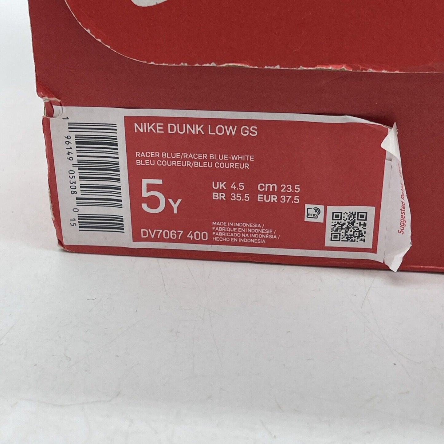 Size 5Y - Nike Dunk Low Racer Blue White Suede leather (CU1726 100)