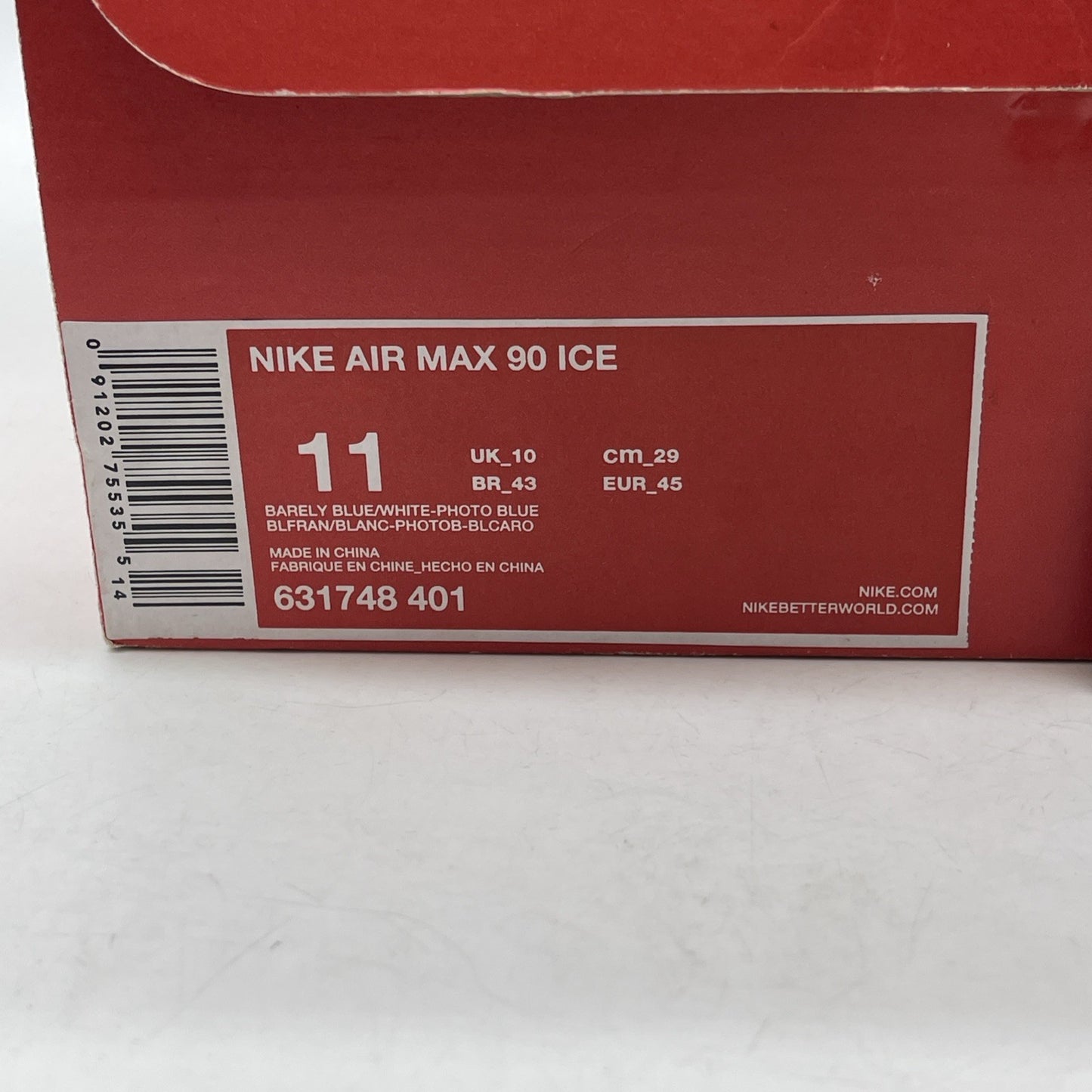 Size 11 - Nike Air Max 90 Ice Barely Blue White Leather (631748-401)