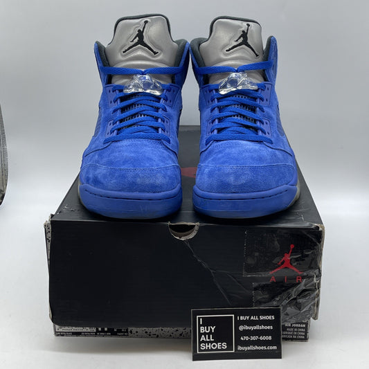 Size 11.5 - Air Jordan 5 Retro Blue Suede Silver (136027-401)