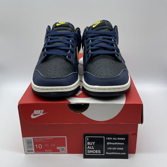 Size 10 - Nike Dunk Low Vintage Michigan Yellow Black Blue Leather (FZ4014-010)