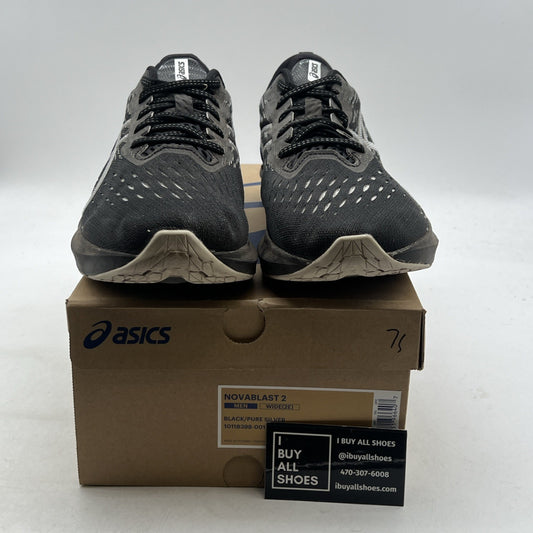 Size 11.5 - ASICS NOVABLAST 2 BLACK / PURE SILVER MENS RUNNING (1101B398-001)