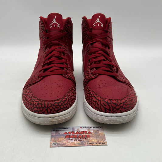 Size 14 - Air Jordan 1 Retro High Red Elephant Black White Leather (839115-600)