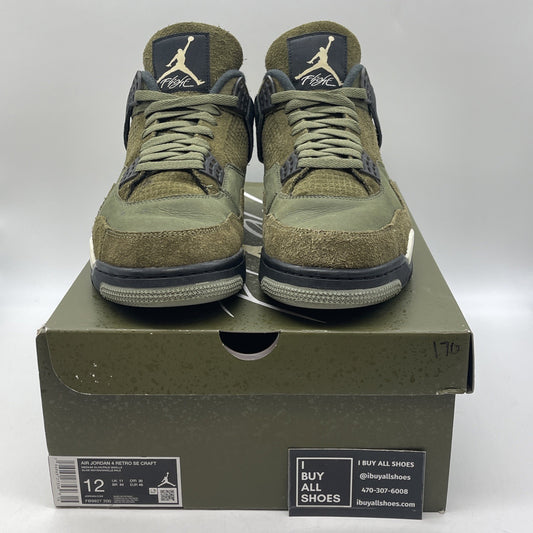 Size 12 - Jordan 4 SE Retro Low Craft Olive Green Black Suede (FB9927-200)
