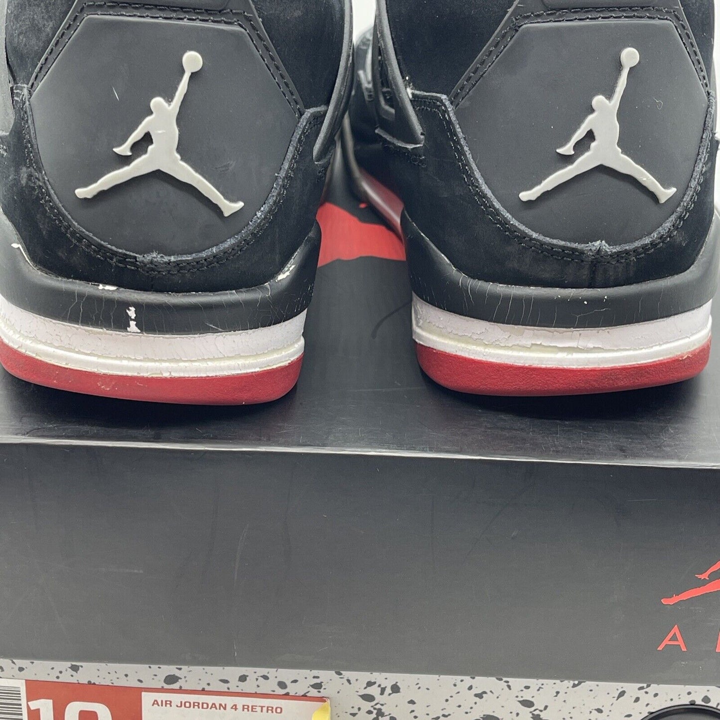 Size 10 - Jordan 4 Retro bred release 2012 Black Grey Suede Leather (308497-089)