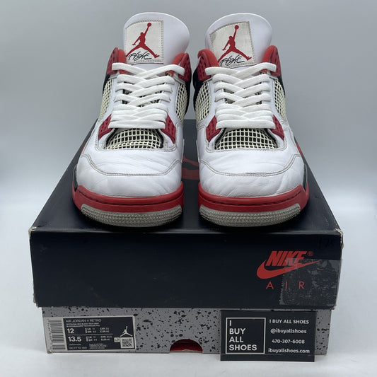 Size 12 - Jordan 4 Retro OG Mid Fire Red White Black Leather (DC7770-160)