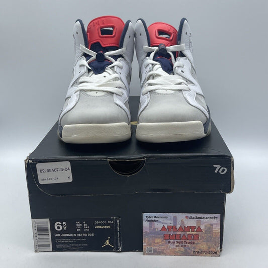 Size 6.5Y Air Jordan 6 GS TINKER White Leather Suede Grey (384665-104)