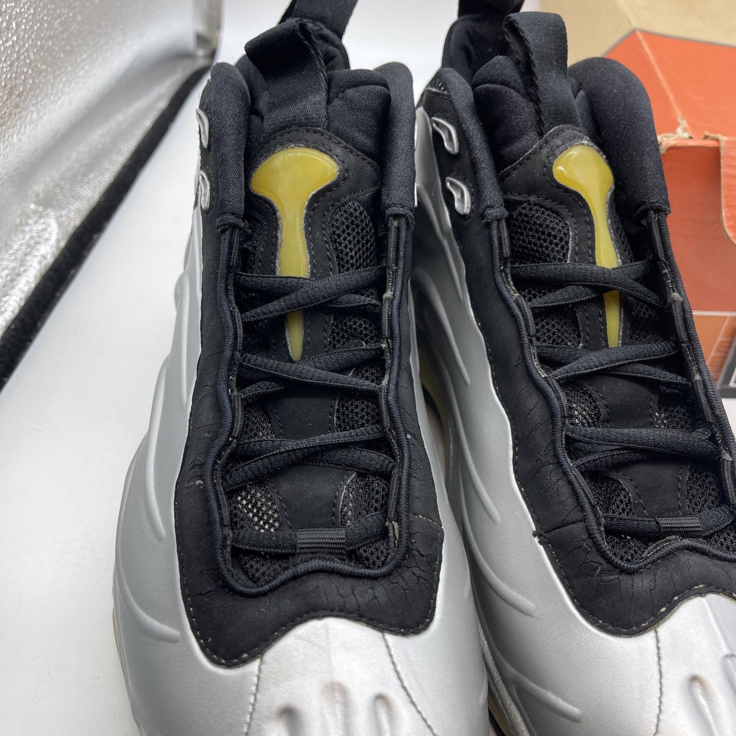 Size 8 - Nike Total Air Foamposite Max Silver Black Suede (307717-003)