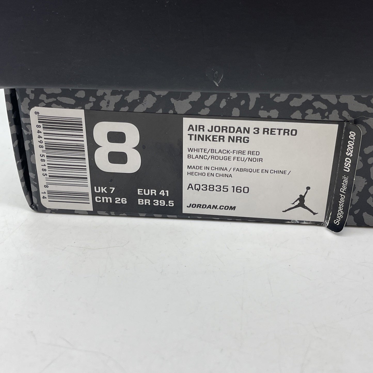 Size 8 - Jordan 3 Retro NRG Tinker 2018 White Suede Leather (AQ3835-160)