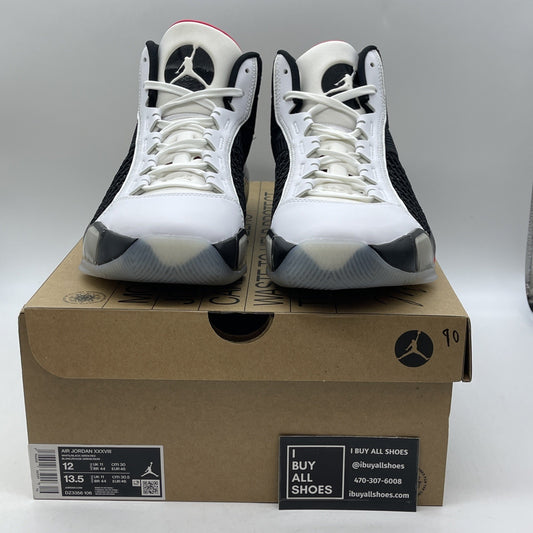 Size 12 - Air Jordan 38 Fundamental Black White Suede Leather (DZ3356-106)