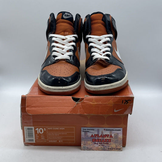Size 10.5 - Nike Dunk High Mesa Orange Black White Leather (305287-811)