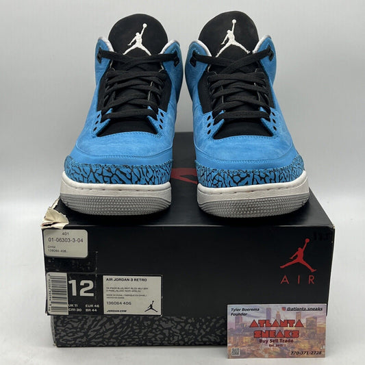Size 12 - Air Jordan 3 Retro Powder Blue Black Grey White (136064-406)