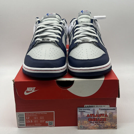 Size 12 - Nike NBA x Dunk EMB Low 75th Anniversary - Nets Navy White DD3363-001