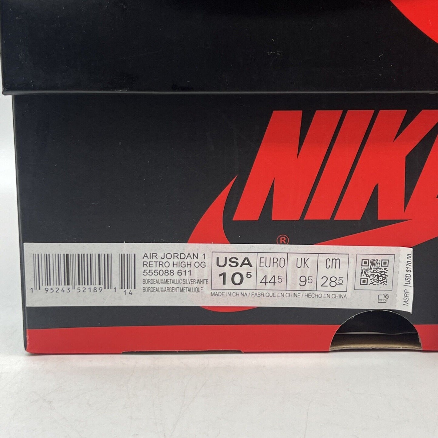 Size 10.5 - Jordan 1 Retro High OG Bordeaux Brand New Og All
