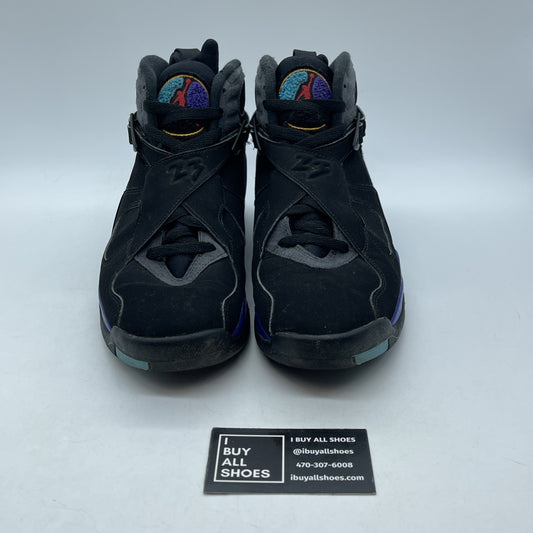 Size 8 - Jordan 8 Retro Aqua 2015 Black Grey Purple Blue Suede (305381-025)