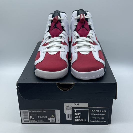 Size 5Y (GS) - Jordan 6 Retro 2021 Mid Carmine Red White Suede (384665-106)
