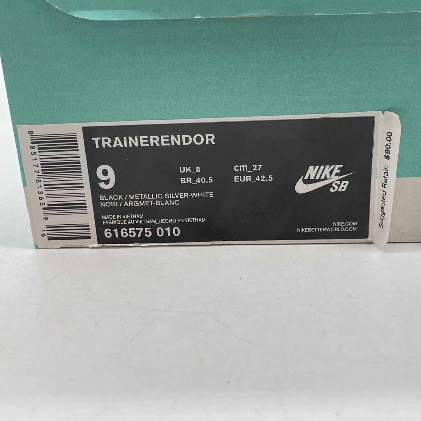 Size 9 - Nike SB Trainernedor Gray White Black Suede (616575-010)