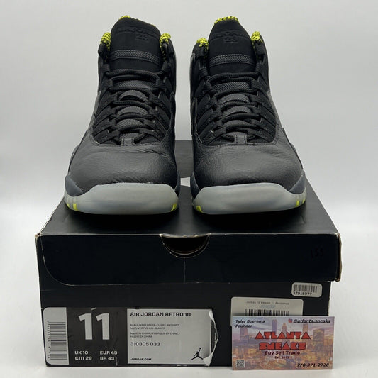 Size 11 - Air Jordan 10 Retro Venom Black Grey Icey Leather (310806-003)