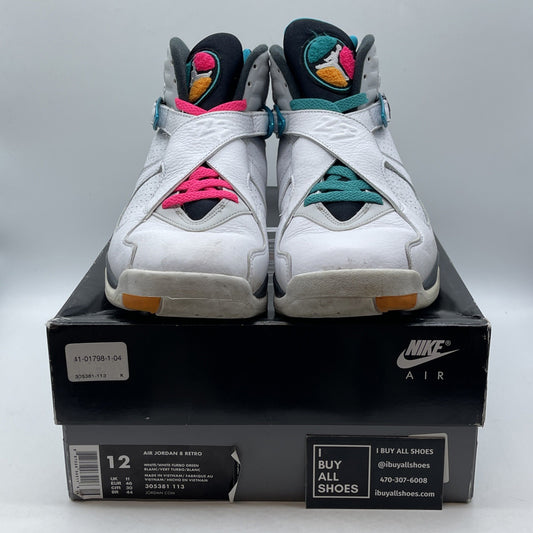 Size 12 - Air Jordan 8 Retro South Beach White Grey Leather (305381-113)