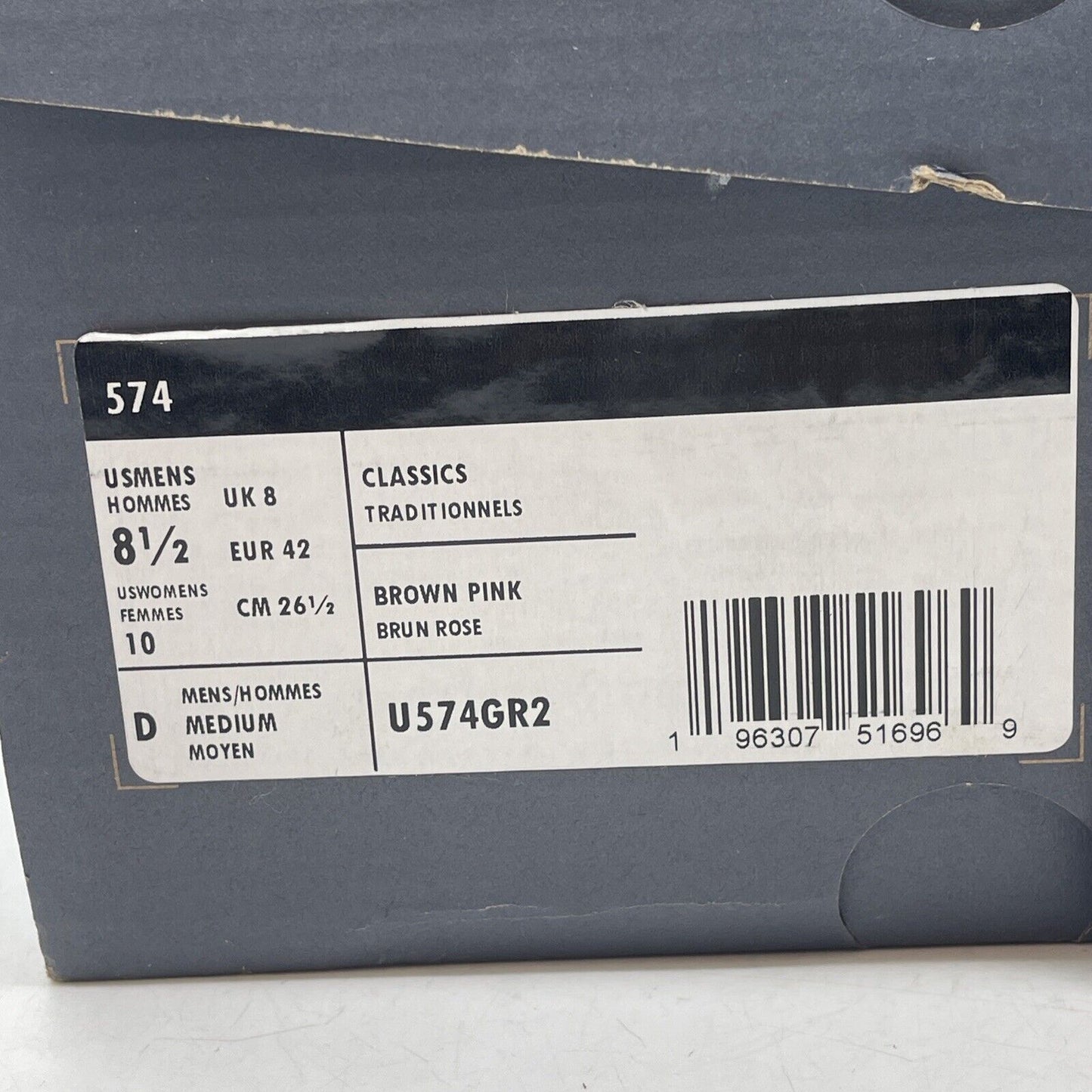 Size 8.5 - New Balance 574 Brown Pink Burgundy white Suede Leather (U574GR2)