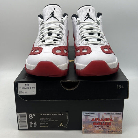 Size 8.5 - Air Jordan 11 Retro IE Low Gym Red White Black Leather (919712-101)