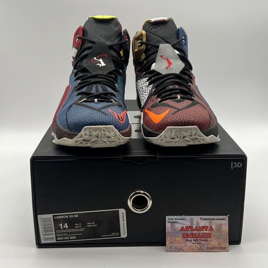Size 14 - Nike LeBron 12 SE What The Blue Red White (802193-909)