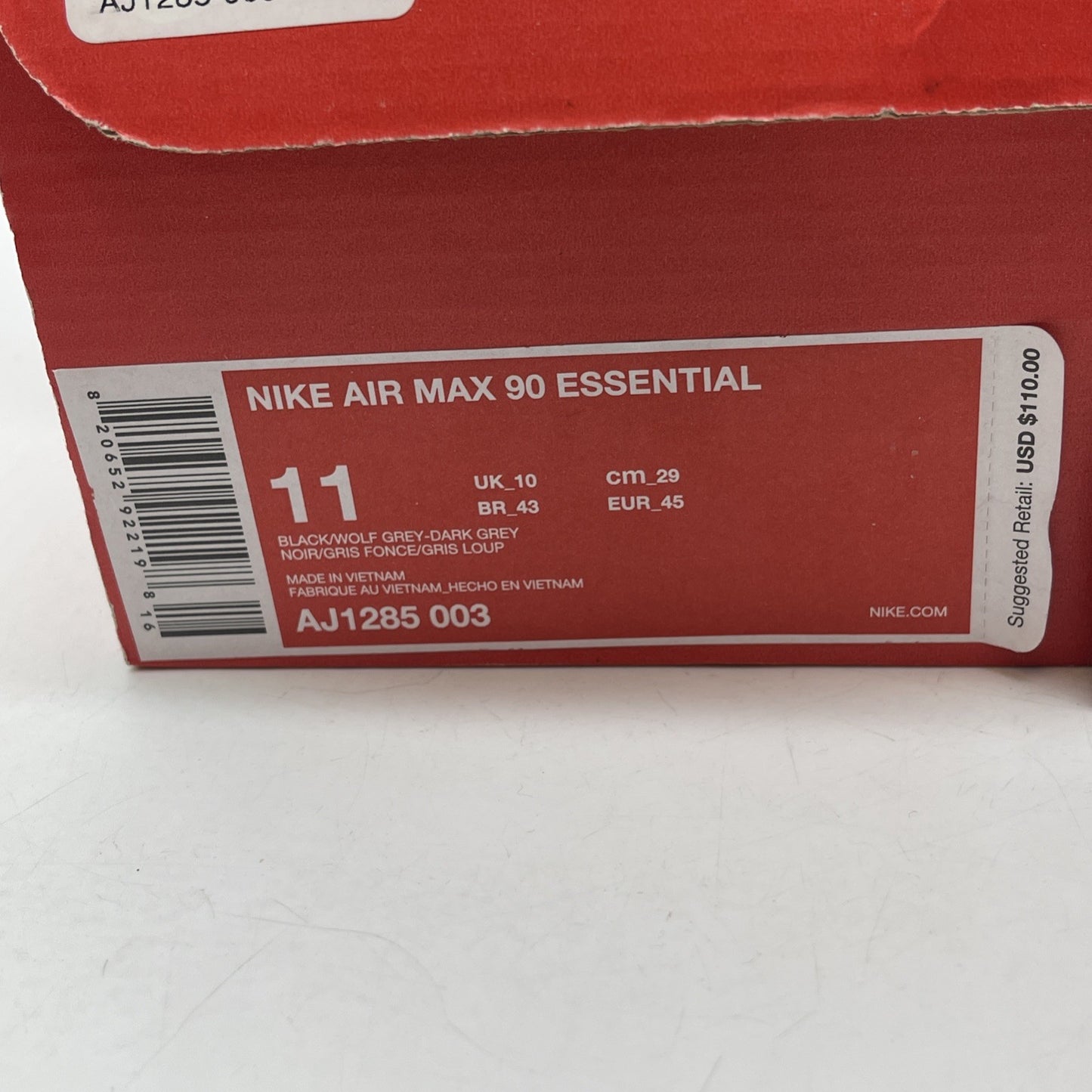 Size 11 - Nike Air Max 90 Essential Black White