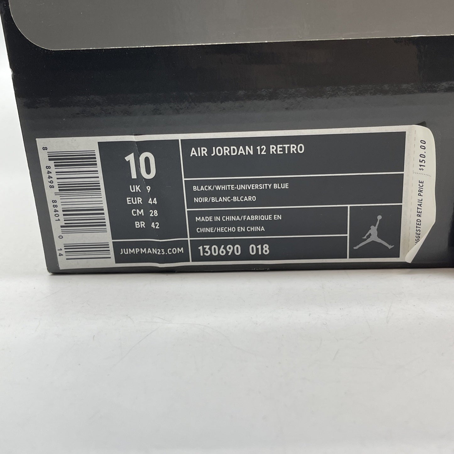 Size 10 - Air Jordan 12 Retro 2009 Nubuck Black Blue Suede (130690-018)