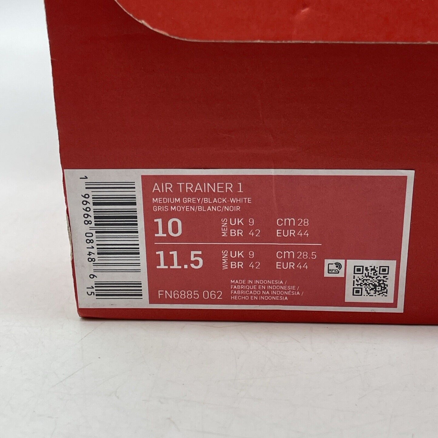 Size 10 - Nike Air Trainer 1 Hyper Violet Grey White Black Suede (FN6885-062)