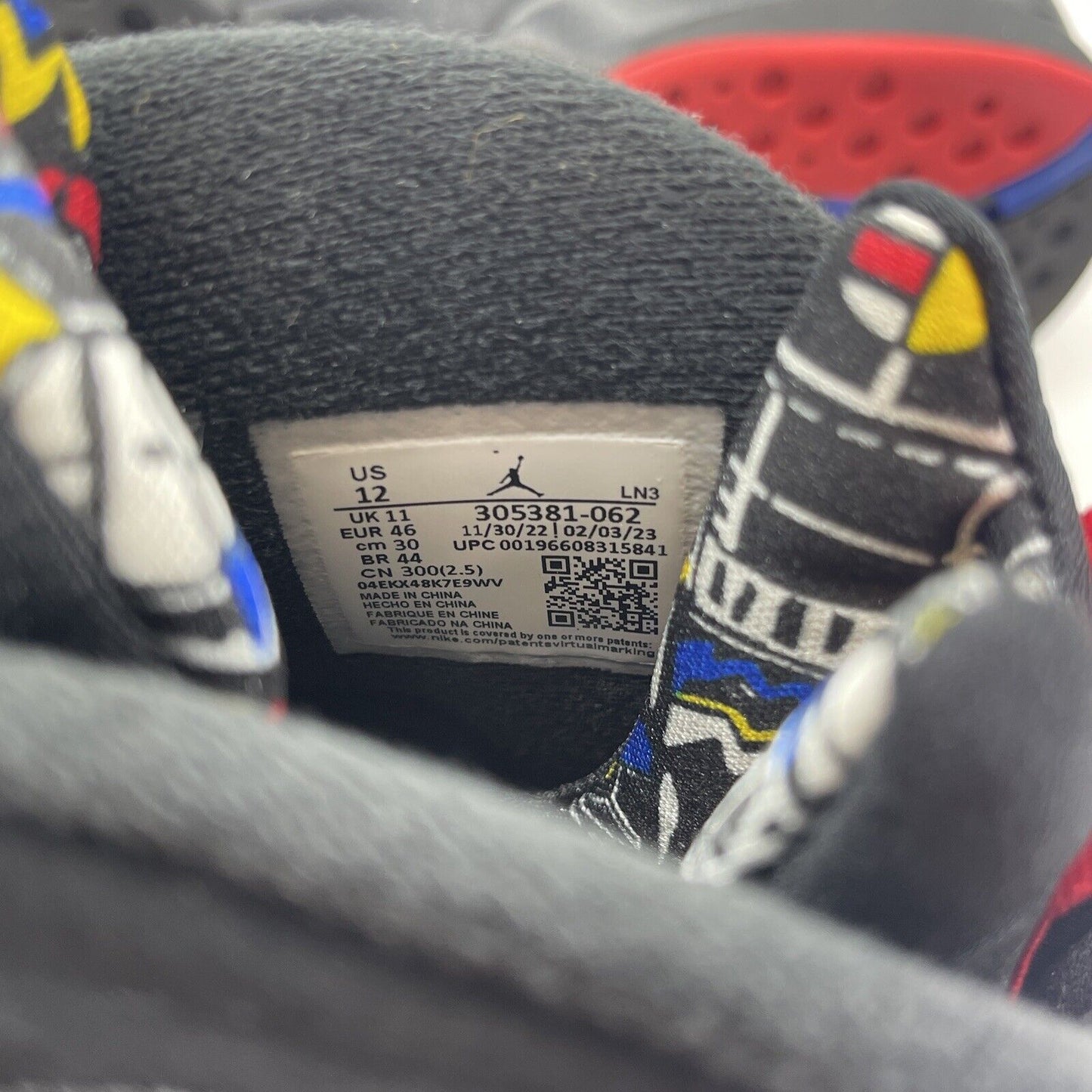 Size 12 - Jordan 8 Retro Mid Playoff Black White Red Yellow (305381-062)